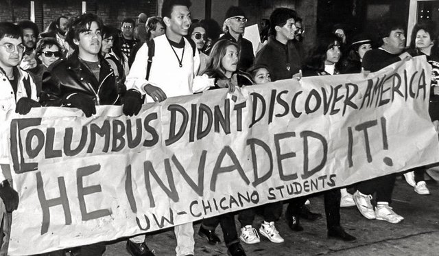 Image result for christopher columbus protest